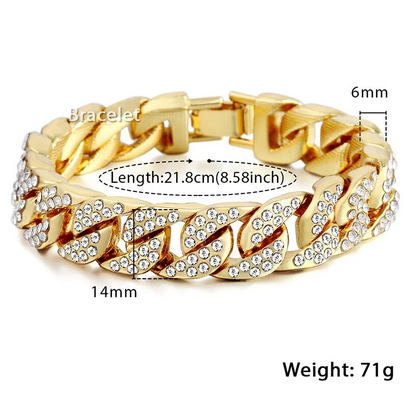 Miami Curb Cuban Chain Bracelet For Men Gold